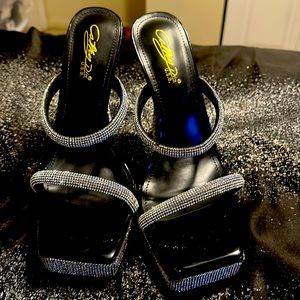 Size 10 Black Platform Heel Shoes. Like-new condition, worn once.